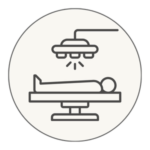 Operating theatre icon representing precision spine surgery using advanced technology