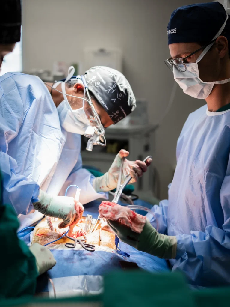 Operating theatre prepared with sterile instruments and equipment before specialist spine surgery.