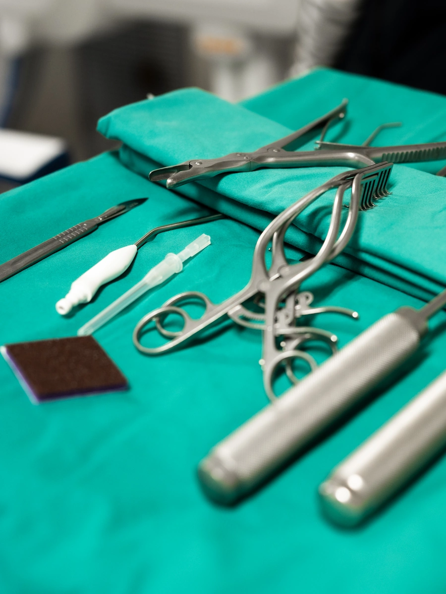 Specialist spinal surgical instruments prepared for tumour and infection spine surgery performed by Dr Jaytesh Pillay.